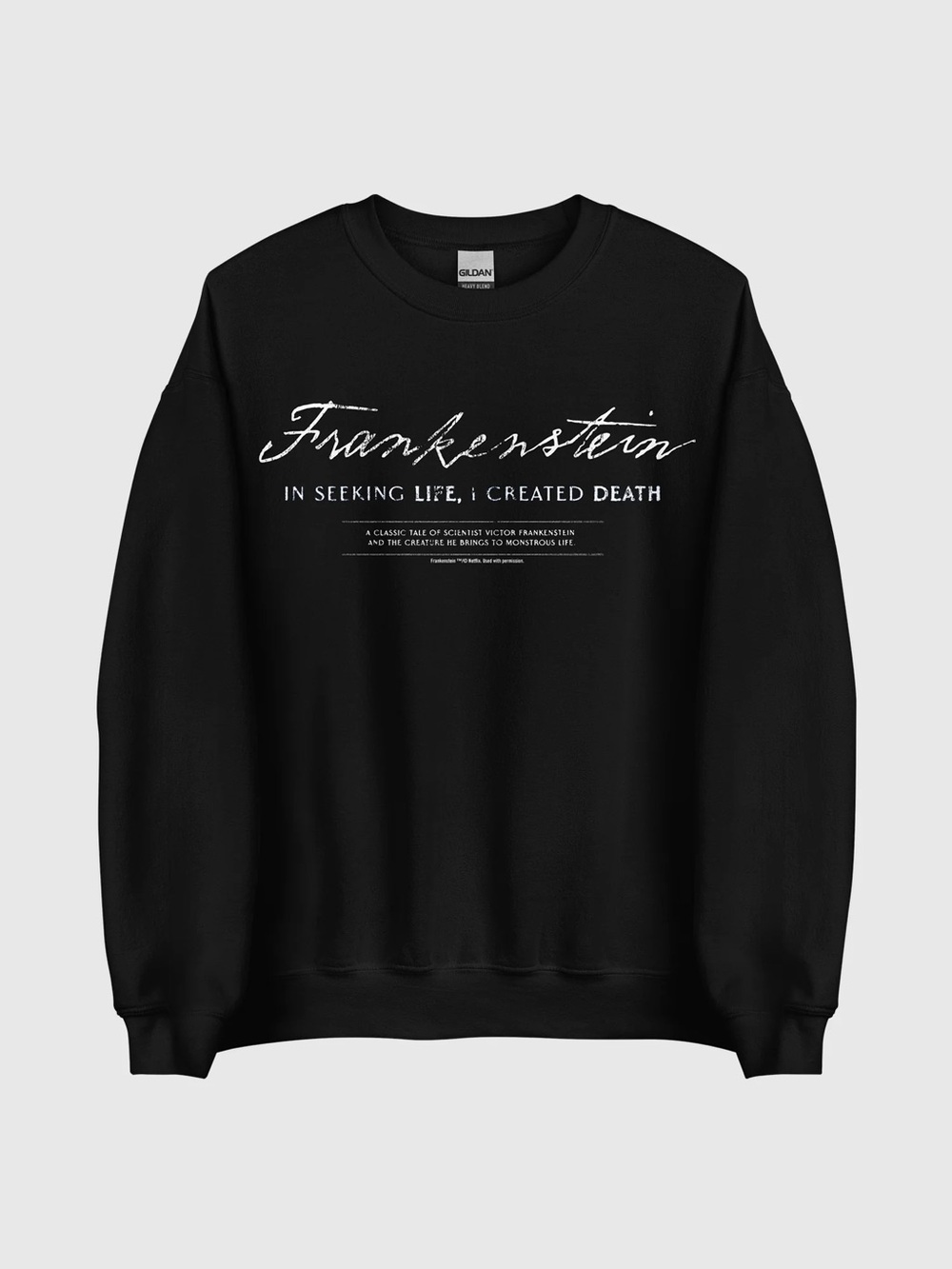Netflix Black "Frankenstein" Crewneck Sweater